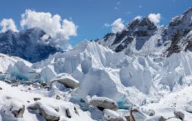 Khumbu glacier in Everest Base Camp, Himalayas, Nepal.