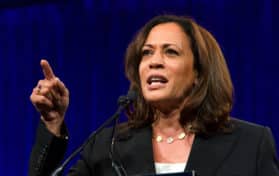 Kamala Harris speaking at the Democratic National Convention