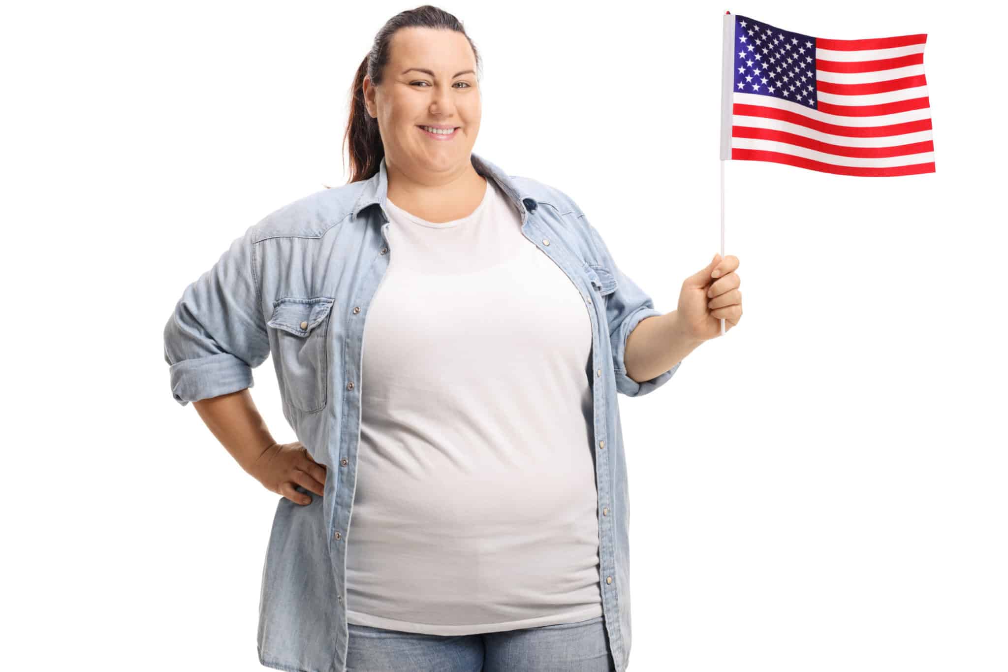 Woman holding an american flag