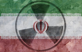 Iranian flag and radiation sign Middle East Conflict image