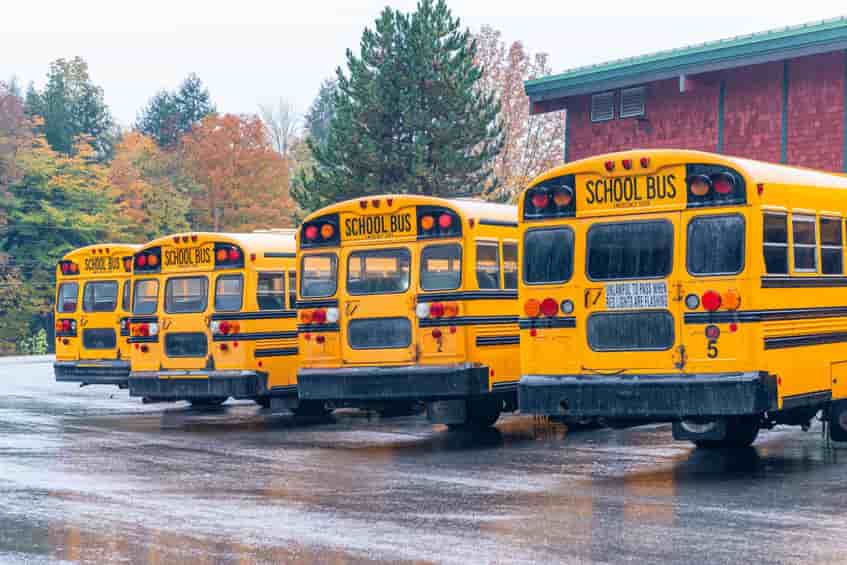 school buses parked in Chicago