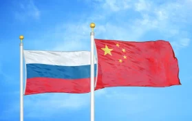 Russia & China Flags