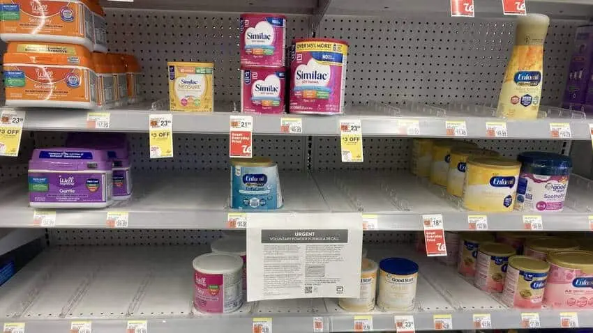 empty baby formula shelves