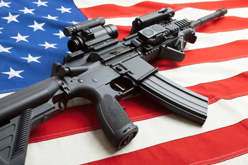 gun on American flag